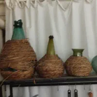 بولونی شیشه دست ساز حصیری عتیقه