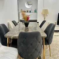 میز نهار خوری ۸ نفره پایه فلز چستر پارچه نانو|میز و صندلی غذاخوری|سنندج, |دیوار