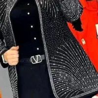 مانتو مشکی نگین کاری مجلسی