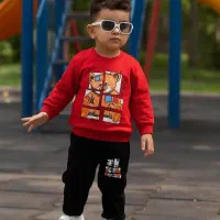 ست پسرانه پنبه لاکردار بیرون پوش با شلوارلی