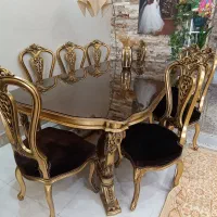 نهار خوری ۸نفره ورق طلا ترک