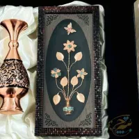 ست هدیه اداری گلدان مسی الماس تراش و تابلو فیروزه|صنایع دستی و سایر لوازم تزئینی|اصفهان, نقش جهان|دیوار