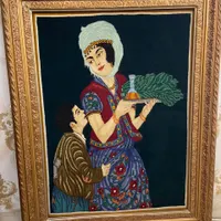 تابلو‌ فرش دستباف دختر کاهو به دست|تابلو فرش|تهران, دروازه شمیران|دیوار