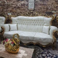 مبل استیل ۹ نفره چوب راش ورق طلا