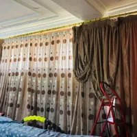 پرده حریر با لایه کناری مخمل درحد|پرده، رانر، رومیزی|چابهار, |دیوار