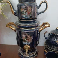 سرویس سورمه ای قدیمی سماورش برقیه و قابل استفاده