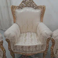 مبل سلطنتی چوب گردو پارچه نو رنگ سندبلاس|مبلمان خانگی و میز عسلی|بهاباد, |دیوار