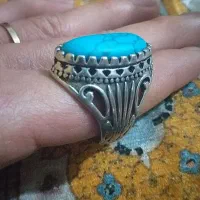 انگشتر فیروزه رکاب نقره شماره دار بسیار زیبا