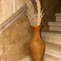گلدان حصیری دکوراتیو به همراه گل پامپاس