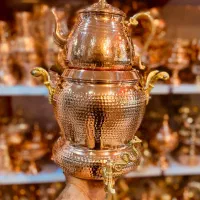 ظروف مسی /کتری قوری مسی شیردار ۶ لیتر/