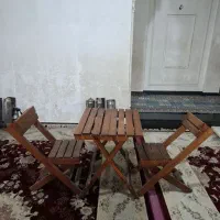 دو دست میز و صندلی تاشو چوبی راش روسی