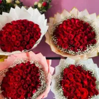 دسته گل رز هلندی به همراه ژیپسفولیا|گل و گیاه طبیعی|تهران, شهرک آزادی|دیوار