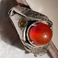 انگشتر عتیقه نقره یمنی خونبس و سنگهای شجرو...