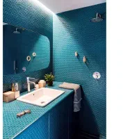 سرامیک 6 ضلعی پشت توری رنگ blue 7
