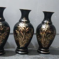 گلدان تزئینی مشکی طلایی ارطفاع  ۵۰سانت