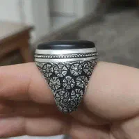 انگشتر قلم زنی چهل گل عقیق شفت العبد