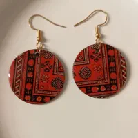 گوشواره رزینی طرح سنتی فرش ایرانی ۲ اتصالات استیل