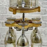 کلمن شیشه ای با شات و جام و بار گردان