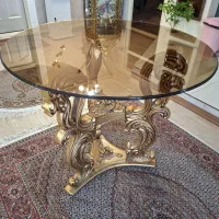 میز گردطلایی چوبی