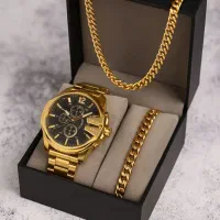 ساعت استیل با ست کامل زیورآلات