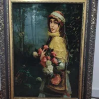 تابلو دختر گل فروش