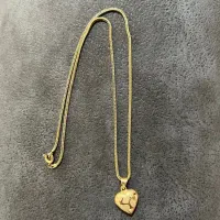 زنجیر و توگردنی قلب دو رو طلا سالم و نو
