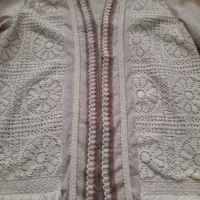 مانتو لینن مزونی شیک مکرومه بافت