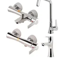 ست ۶ پارچه شیرالات کروم و طلایی مات با علم شیپوری|مصالح و تجهیزات ساختمان|تبریز, |دیوار