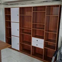 کتابخانه و کمد چوبی مدرن با کشو و طبقات|کتابخانه، شلف، قفسه‌های دیواری|تبریز, |دیوار