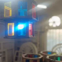 لوستر چوبی سنتی رنگی 8ضلعی