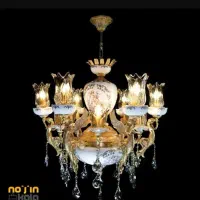 لوستر برنز فرشته ۶ شاخه اصل و سنگین.کیفیت خوب