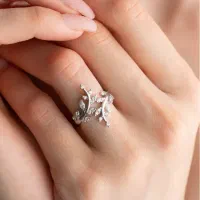 انگشتر لوکس مدل گندم فری سایز جواهر تمام نقره