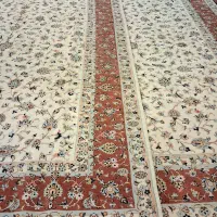 فرش دستباف جفت ۹ متری کاشان گل ابریشم