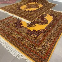 فرش دستباف (بساک) جفت ۶ م کف ساده لیمویی|فرش|مشکین‌دشت, |دیوار