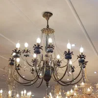 لوستر برنز سنگی فیروزه ۱۵ شاخه