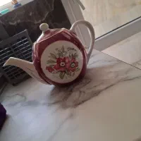 انتیک واقعی قوری شلغمی گل سیبی و قندون روس