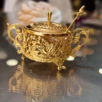 قندان قاشق دار اماراتی وارداتی گُلد دسته دار دُبی