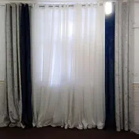 دو عدد شال پرده به رنگ آبی جنس پارچه مخمل|پرده، رانر، رومیزی|امیدیه, |دیوار