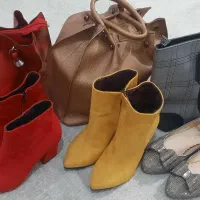 کیف و کفش ست قرمز،طوسی ،قهوه ای وزرد