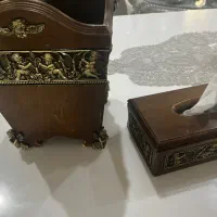 جا دستمال کاغذی و سطل ست