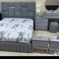 ست سرویس خواب دو نفره طوسی طلایی کلاسیک|تخت و سرویس خواب|بم, |دیوار