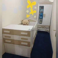 سیسمونی تخت و کمد نوزاد مدل کلبه لاکچری خاص با رنگ