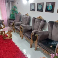 مبل ۷ نفره و میز ناهارخوری ۶ نفره شیشه دودی ضخیم