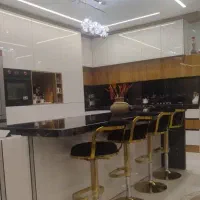 صندلی زیمر طلایی جکدار آشپزخانه کانتر جزیره اپن