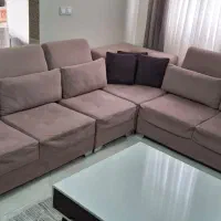 راحتی 6 نفره و میز جلو مبلی و میز تلویزیون شیک|مبلمان خانگی و میز عسلی|نور, |دیوار