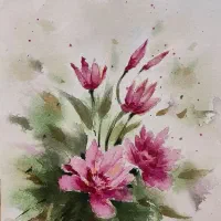 تابلوی آبرنگ طرح گل