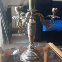 شمعدان سه شاخه برنجی ۲ عدد ولوستر قدیمی ۴  شاخه