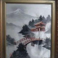 تابلو ژاپنی ابریشم قدیمی