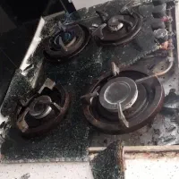 گاز رومیزی ۴ شعله  شیشه شکسته