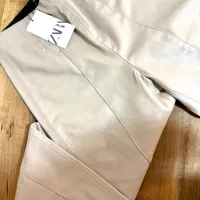 شلوار چرمی کرمی زارا zara
